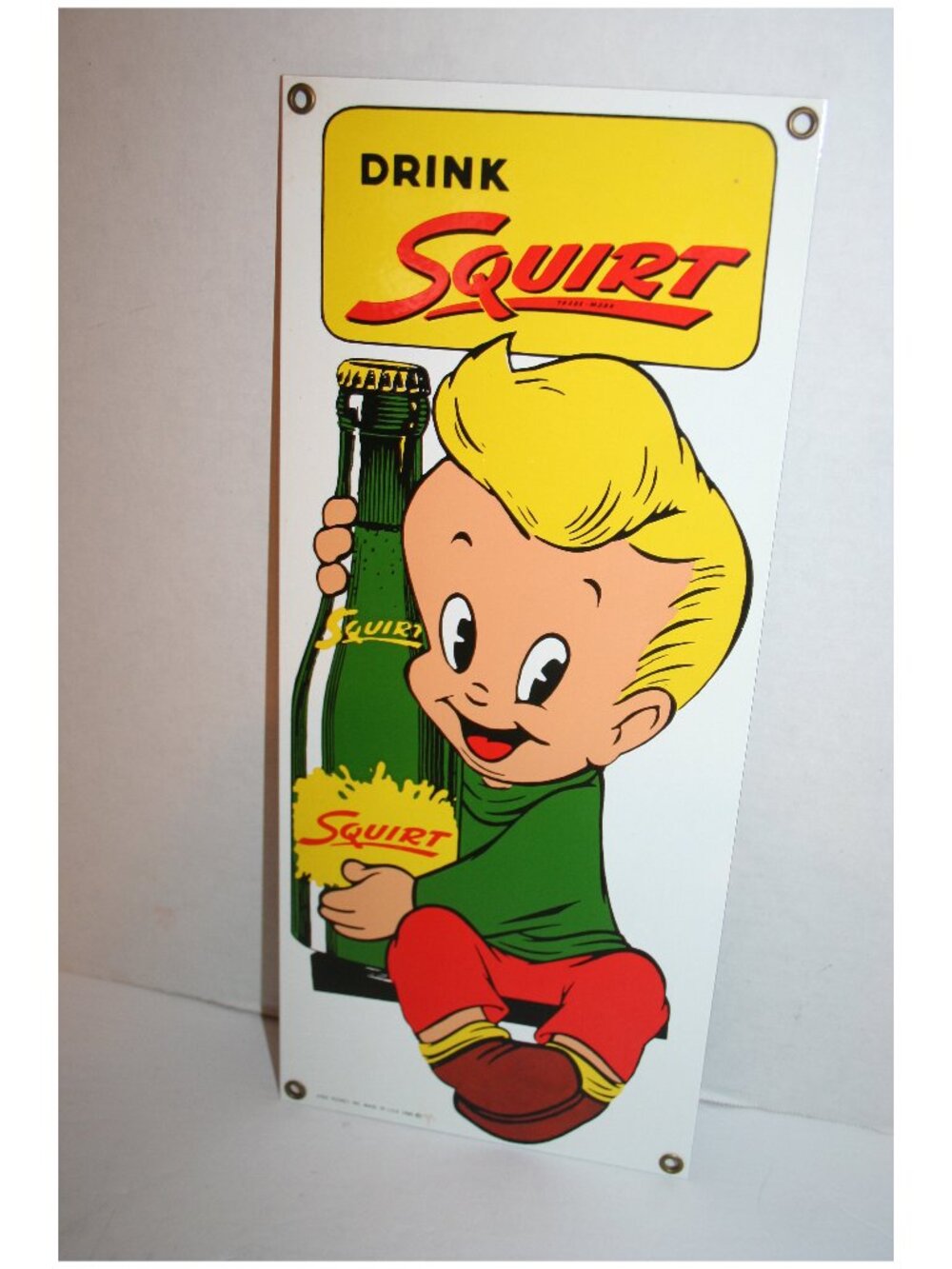Vtg Squirt Metal Promo 6" X 14" Porcelain Metal Sign Ande Rooney Inc. 1980'S